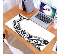 KDWJS Gaming Mouse Pad Mouse Mat - 35.5 x 16 in - XXL mousepad - Table mat large size - improved precision and speed - Fish Dolphin Tattoo in Maori Style Polynesian Tribal Animal Beautiful Black