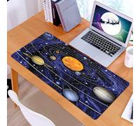 KDWJS Gaming Mouse Pad Mouse Mat - 35.5 x 16 in - XXL mousepad - Table mat large size - improved precision and speed - solar system with planets orbiting him and Sun in space and ITS planetary orbit