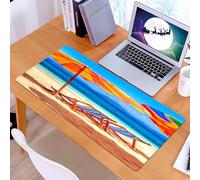 KDWJS Gaming Mouse Pad Mouse Mat - 35.5 x 16 in - XXL mousepad - Table mat large size - improved precision and speed - Seaside Decor, Deck Chairs Overlooking The Tropical Sea Of Thailand Beach Exotic