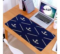 KDWJS Gaming Mouse Pad Mouse Mat - 35.5 x 16 in - XXL mousepad - Table mat large size - improved precision and speed - Horizontal seamless pattern with anchors. White anchors isolated on blue backgro