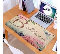 KDWJS Gaming Mouse Pad Mouse Mat - 35.5 x 16 in - XXL mousepad - Table mat large size - improved precision and speed - Beautiful work of art with fashionable lettering of the word 'believe', surround