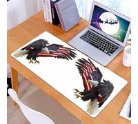KDWJS Gaming Mouse Pad Mouse Mat - 35.5 x 16 in - XXL mousepad - Table mat large size - improved precision and speed - Bald Eagles with the Flaming American Flag Wings