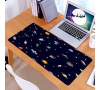 KDWJS Gaming Mouse Pad Mouse Mat - 35.5 x 16 in - XXL mousepad - Table mat large size - improved precision and speed - Vector pattern of space icons and infographics elements