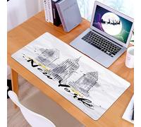 KDWJS Gaming Mouse Pad Mouse Mat - 35.5 x 16 in - XXL mousepad - Table mat large size - improved precision and speed - Watercolor, Skyscraper Empire State Building Old American Wonder