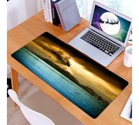 KDWJS Gaming Mouse Pad Mouse Mat - 35.5 x 16 in - XXL mousepad - Table mat large size - improved precision and speed - Volcanic landscape, an erupting volcano towards the dramatic clouds, the ocean b