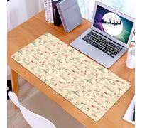 KDWJS Gaming Mouse Pad Mouse Mat - 35.5 x 16 in - XXL mousepad - Table mat large size - improved precision and speed - Paris Decor,French Culture Themed Doodle with Airship Croissants Coffee Hat Sung