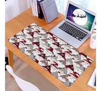 KDWJS Gaming Mouse Pad Mouse Mat - 35.5 x 16 in - XXL mousepad - Table mat large size - improved precision and speed - Christmas background，Black and white red plaid hats and snowflakes dotted on the