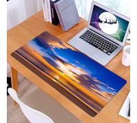 KDWJS Gaming Mouse Pad Mouse Mat - 35.5 x 16 in - XXL mousepad - Table mat large size - improved precision and speed - Charming beach sunset, golden sunlight peeking through the clouds, casting light