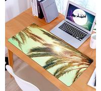 KDWJS Gaming Mouse Pad Mouse Mat - 35.5 x 16 in - XXL mousepad - Table mat large size - improved precision and speed - Palm leaf, shining sun through branches. Retro effect. Exotic holiday picture. D