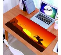 KDWJS Gaming Mouse Pad Mouse Mat - 35.5 x 16 in - XXL mousepad - Table mat large size - improved precision and speed - Western,American Wild West Desert with Cowboy on Horse Sunset Cactus Arid Lands
