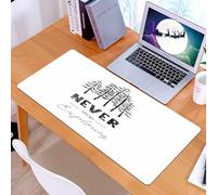 KDWJS Gaming Mouse Pad Mouse Mat - 35.5 x 16 in - XXL mousepad - Table mat large size - improved precision and speed - Black trees on white background, motto is 'Never stop exploring', evokes the spi