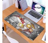 KDWJS Gaming Mouse Pad Mouse Mat - 35.5 x 16 in - XXL mousepad - Table mat large size - improved precision and speed - Abstract Urban Landscape Under a Starlit Sky