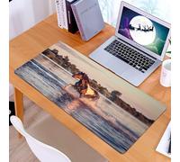KDWJS Gaming Mouse Pad Mouse Mat - 35.5 x 16 in - XXL mousepad - Table mat large size - improved precision and speed - Horses, horse gallops in Lake Spirit Winds emblem for freedom un
