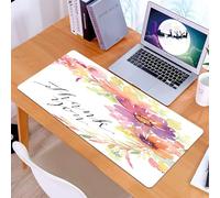 KDWJS Gaming Mouse Pad Mouse Mat - 35.5 x 16 in - XXL mousepad - Table mat large size - improved precision and speed - Watercolor floral art, a bouquet of colorful flowers with a message of 'thank yo