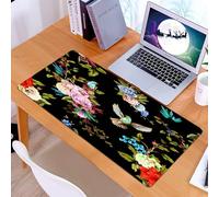 KDWJS Gaming Mouse Pad Mouse Mat - 35.5 x 16 in - XXL mousepad - Table mat large size - improved precision and speed - Roses peony wild flowers nightingale birds lily of the valley cornflower with le