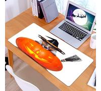 KDWJS Gaming Mouse Pad Mouse Mat - 35.5 x 16 in - XXL mousepad - Table mat large size - improved precision and speed - Halloween,Witch Dog with a Broomstick on Large Pumpkin Fun Humorous Hilarious