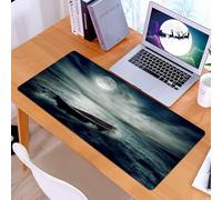 KDWJS Gaming Mouse Pad Mouse Mat - 35.5 x 16 in - XXL mousepad - Table mat large size - improved precision and speed - Fishing Decor,Boat Drifting in Ocean Full Moon Dramatic Night Sky Life Hope Conc