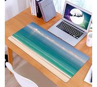 KDWJS Gaming Mouse Pad Mouse Mat - 35.5 x 16 in - XXL mousepad - Table mat large size - improved precision and speed - Ocean Decor, Calm Calm Beach With Green Sea Under Blue H.