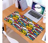 KDWJS Gaming Mouse Pad Mouse Mat - 35.5 x 16 in - XXL mousepad - Table mat large size - improved precision and speed - Multicolored comics speech bubbles seamless pattern