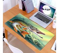 KDWJS Gaming Mouse Pad Mouse Mat - 35.5 x 16 in - XXL mousepad - Table mat large size - improved precision and speed - Predator fish in the water, showing sharp teeth in underwater scene
