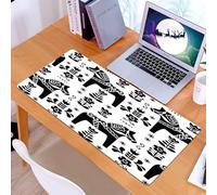 KDWJS Gaming Mouse Pad Mouse Mat - 35.5 x 16 in - XXL mousepad - Table mat large size - improved precision and speed - Nordic and Swedish folk art with dalecarl horse silhouettes1