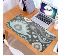 KDWJS Gaming Mouse Pad Mouse Mat - 35.5 x 16 in - XXL mousepad - Table mat large size - improved precision and speed - Modern Ikat Design with Soft Blue - Gray Tones