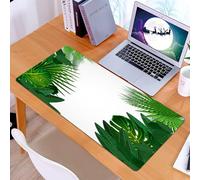 KDWJS Gaming Mouse Pad Mouse Mat - 35.5 x 16 in - XXL mousepad - Table mat large size - improved precision and speed - Lush green leaves, emerald green tropical leaves, palm and monstra leaves