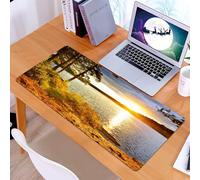 KDWJS Gaming Mouse Pad Mouse Mat - 35.5 x 16 in - XXL mousepad - Table mat large size - improved precision and speed - Landscape, sunset Dawn in the forest over the lake of the two rivers Algonquin P