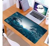 KDWJS Gaming Mouse Pad Mouse Mat - 35.5 x 16 in - XXL mousepad - Table mat large size - improved precision and speed - charming leopard surrounded by a tropical jungle under the moonlight