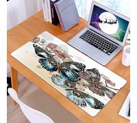 KDWJS Gaming Mouse Pad Mouse Mat - 35.5 x 16 in - XXL mousepad - Table mat large size - improved precision and speed - Vector illustration with fashion stylish butterflies and orchids