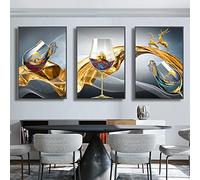 KDXAOBEI 3 Piece Modern Red Wine Glass Canvas Painting Prints Posters Dining Room Bar Restaurant Kitchen Decor Wall Art 40x50cm(16x20in) x3 No Frame