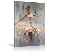KDXAOBEI Ballet dancer painting Framed Canvas Wall Art Ballerina Artwork Paintings For Bedroom Living Room Pictures Wall Decor 70x90cm(28x35in) with frame