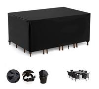 KDXAOBEI Garden Furniture Cover Waterproof Garden Table Cover Rectangle/Rectangular Large Patio Set Cover 180x180x100cm Outdoor Rattan Sofa Cover Black Heavy Duty Oxford Fabric