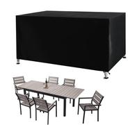 KDXAOBEI Garden Furniture Covers 400x300x100cm(LxWxH) Extra Large Garden Table Covers, Anti-UV Heavy Duty 420D Oxford Fabric, Patio Set Cover Rattan Sofa Rectangular, Black