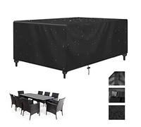 KDXAOBEI garden furniture covers waterproof 190x130x75 black 600D Heavy Duty Oxford Windproof,Snow-proof,Anti-UV Upgraded Tear-Resistant with 4 Windproof Buckles Rectangular Patio Table Cover