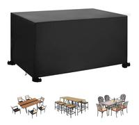 KDXAOBEI Garden Furniture Covers Waterproof Garden Outdoor Table Cover 200x200x80cm, Heavy Duty 600D Heavy Duty Rattan Garden Furniture Covers Windproof Anti-UV