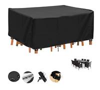 KDXAOBEI Garden Table Cover 150x100x100 Rectangular Large Rattan Furniture Covers,Tall Table Cover Outdoor 600D Oxford Patio Set Cover Rip Proof Protective Covers for Outside Sofa Black