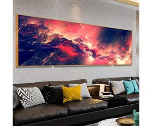 KDXAOBEI Large Size Abstract Art Red Cloud Landscape Posters Canvas Painting Prints Nordic Wall Art Picture For Living Room Decor 80x240cm(31x94in) No Frame