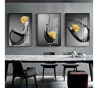 KDXAOBEI Large Wall Art Nordic Black White Wine Glasses Boat kitchen Canvas Art Wall Pictures Print For Dining Room Bar Decor 40x50cm(16x20in) x3 No Frame