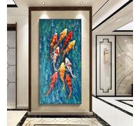 KDXAOBEI Lucky Chinese Koi Fish Painting on Canvas Modern Animal Art Posters and Print Pictures for Living Room Decor Paintings 75x150cm(29.5x59in) No Frame