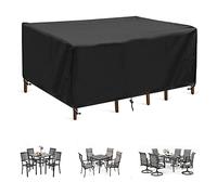 KDXAOBEI Patio Set Cover Garden150x150x100 Furniture Cover Heavy Duty 600D Rectangle Patio Outdoor Furniture Set Covers PU Coating, with Close Straps and Drawstring for Table Chair