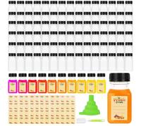 KDXBQ 100 Pack Plastic Juice Bottles with Black Cap, 4oz/120ml Disposable Clear Reusable PET Bottles with Lids for Making Juice, Milk, Salad Dressing, Smoothie and Other Beverages