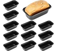 KDXBQ 12 Pcs Mini Loaf Pan Non Stick Small Bread Tins 15.5 x 8.5 x 4.5 cm Carbon Steel Mini Baking Tray for Oven Brownie Cake Banana Bread Meatloaf Cupcake Muffin Baking Mold, Dishwasher Safe, Black