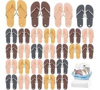 KDXBQ 24 Pairs Flip Flops Bulk for Wedding Party Guest Sandals Pack Hotel Guest Spa Slippers Casual Slippers with Assorted Size Card Sign and Drawstring Bag (Brown, Rose Gold, Gold, Gray)