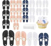KDXBQ 24 Pairs Flip Flops for Wedding Guest, Wedding Party Favors Flip Flops with Size Cards & Drawstring Bags, Hotel Guest Spa Slippers for Spa, Party, Hotel and Travel