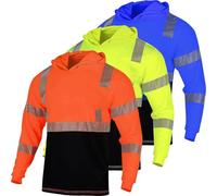 KDXBQ 3 Pcs Reflective Safety Shirts High Visibility Long Sleeve Shirt Class 2 Hi Vis Construction Work T Shirts for Men with Hood (XXL)