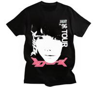KDXDOX 90s-Bjork-1996-Japanese-Tour-Promo-Print-T-Shirt-Summer-Short-Sleeve-T-shirts-Men Black