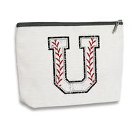 kdxpbpz Initial Personalized Gifts Makeup Bag Monogrammed Cosmetic Bags Gifts for Women Girls Coach Lovers Players Soccer Team Gifts Travel Toiletry Pouch, Baseball, 7.1*9.1in, U