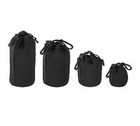 KDYVK Camera Lens Bag Set, 4 Pcs Drawstring Lens Pouch with Thick Protective Neoprene, Lens Case for DSLR Camera Lens, Water Coffee Cups Black