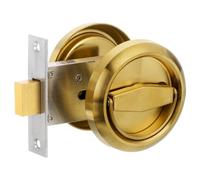 KDYVK Round Recessed Door Lock, Stainless Steel 304 Hidden Recessed Cup Door Handle Furniture Pulls Latch Knob for Privacy Pocket Door Lockers, Black(Brass)